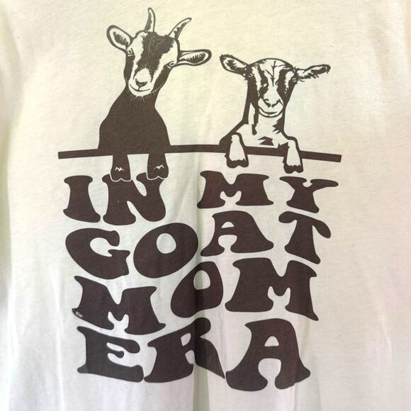 'In My Goat Mom Era' Off-White Ladies T-Shirt | Sz XL | NWOT | Bella Canvas - Picture 2 of 4